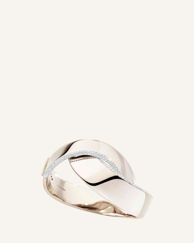 Abbraccio 18K White Gold Demi Pave Bangle,